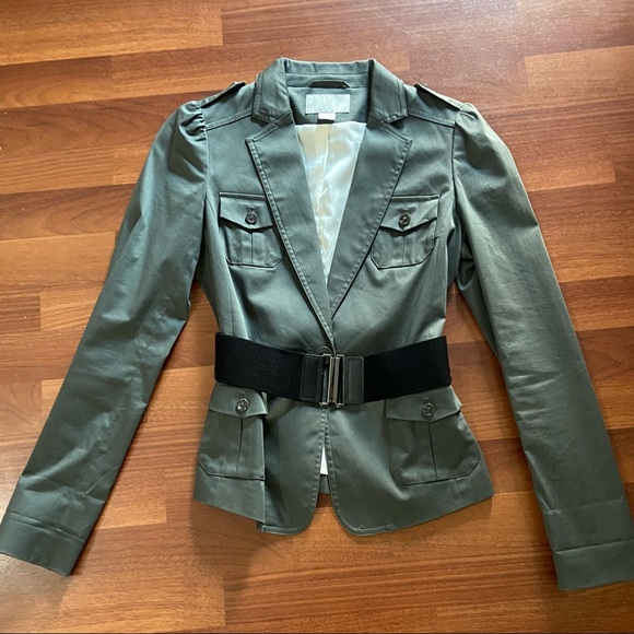 Preloved H&M Army Green Blazer/Suit Jacket w/ Belt - Picture 1 of 3